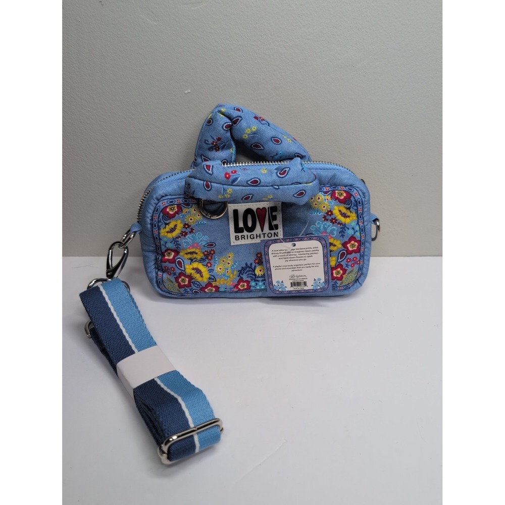 Brighton Love Bandana Crossbody Organizer Bag Floral Paisley Blue New With Tags